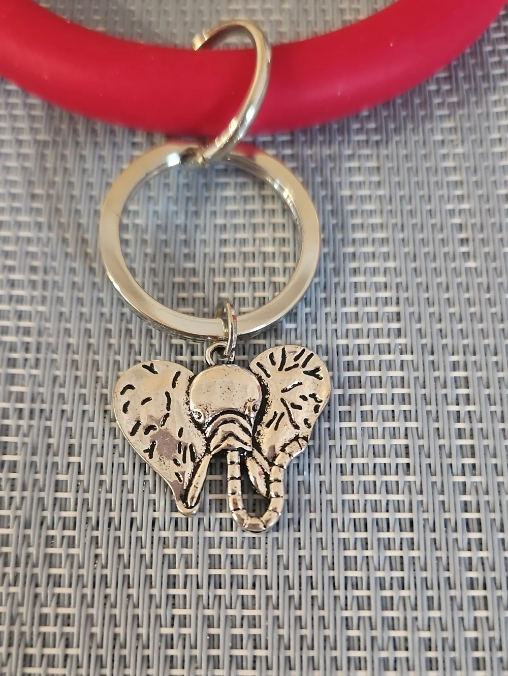 Pink Silicone Bangle Keyring with Elephant Charm